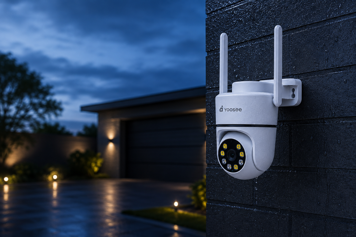 Yoosee A10 outdoor AI security camera with 2K Ultra HD and WiFi 6, front view