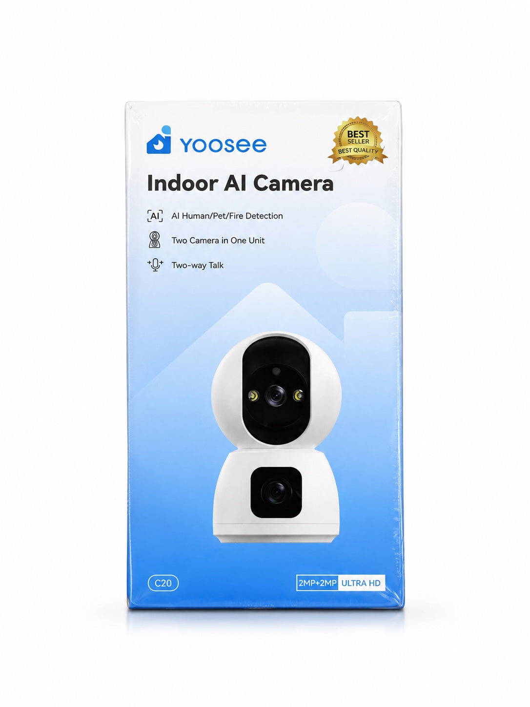 Yoosee C20 dual-lens indoor AI security camera product photo