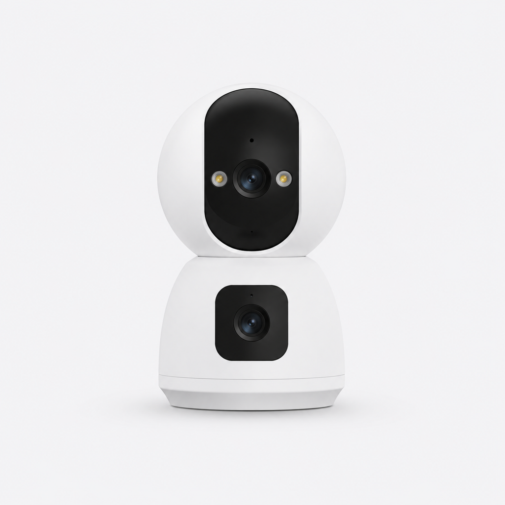 Yoosee C20 dual-lens indoor AI security camera with 2MP + 2MP Ultra HD, front view