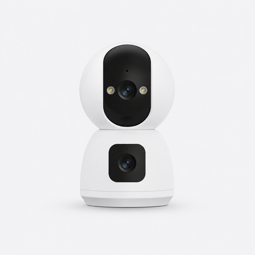 Yoosee C20 dual-lens indoor AI security camera with 2MP + 2MP Ultra HD, front view