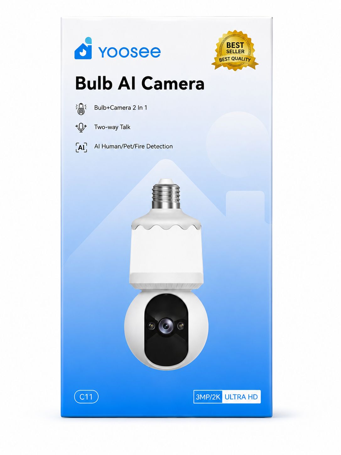 Yoosee C11 bulb AI security camera product photo